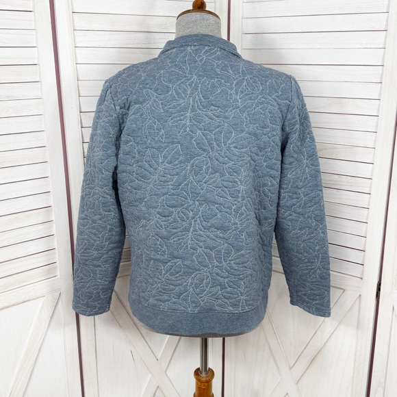 Orvis Floral Embroidery Quilted Quarter Zip Pullover Sweatshirt Blue Medium - Picture 4 of 12